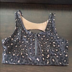 Varley Leopard Print Sports Bra - Black and Cream